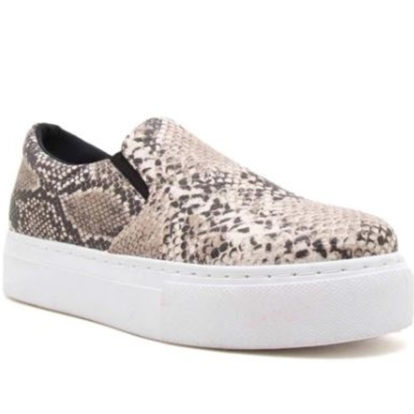 snakeskin platform slip on